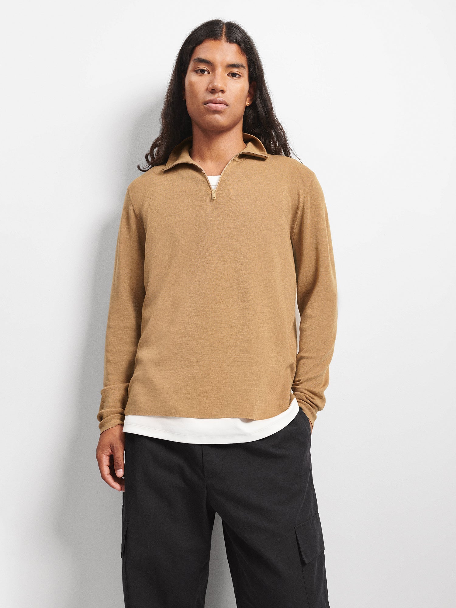 Merino_Knit_Slim_Fit_Half_Zip_Sweater_Camel_Male-1