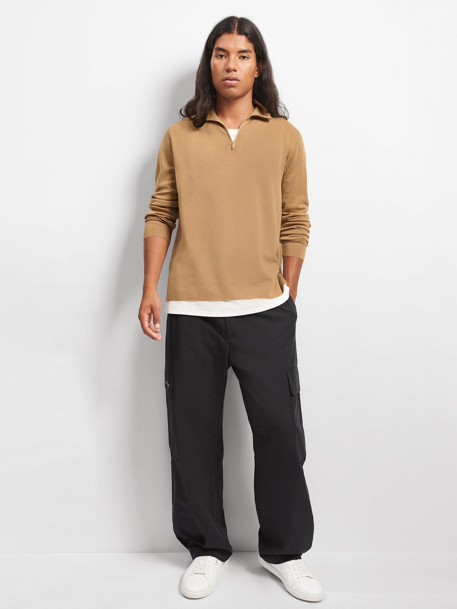 Merino_Knit_Slim_Fit_Half_Zip_Sweater_Camel_Male-3