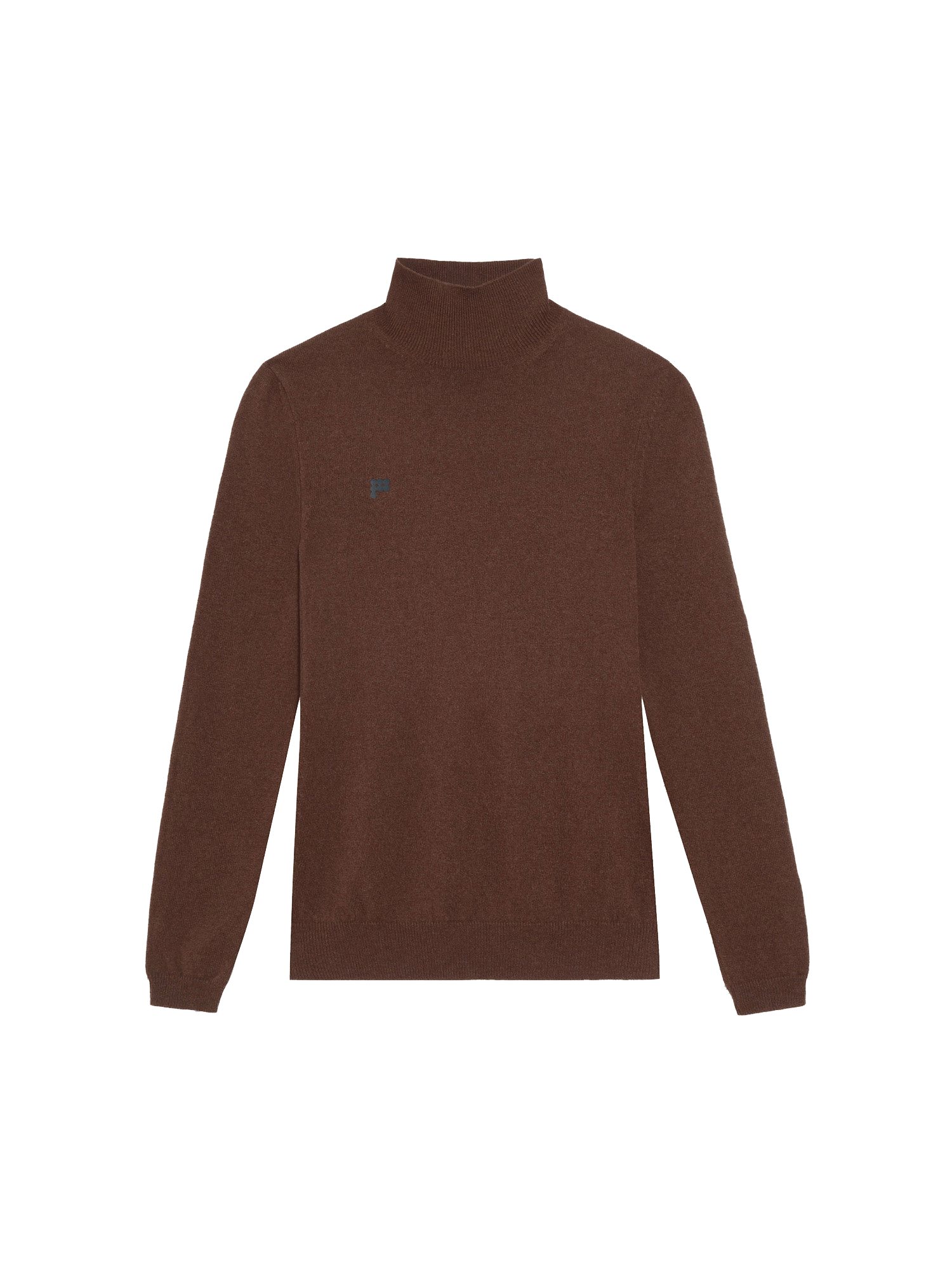 Women Recycled Cashmere Fitted Turtleneck Top—chestnut brown-packshot-3