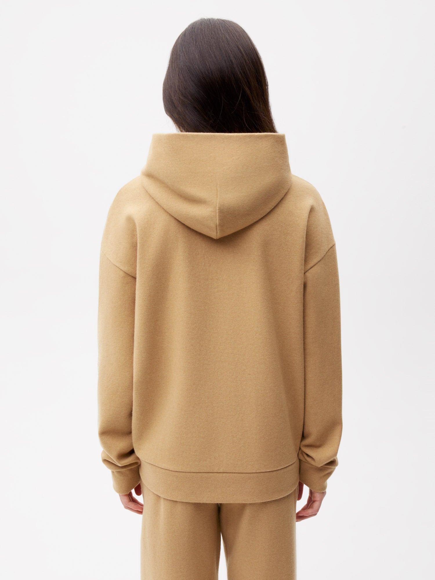 Recycled-Wool-Jersey-Hoodie-with-Pocket-Camel-Female-2