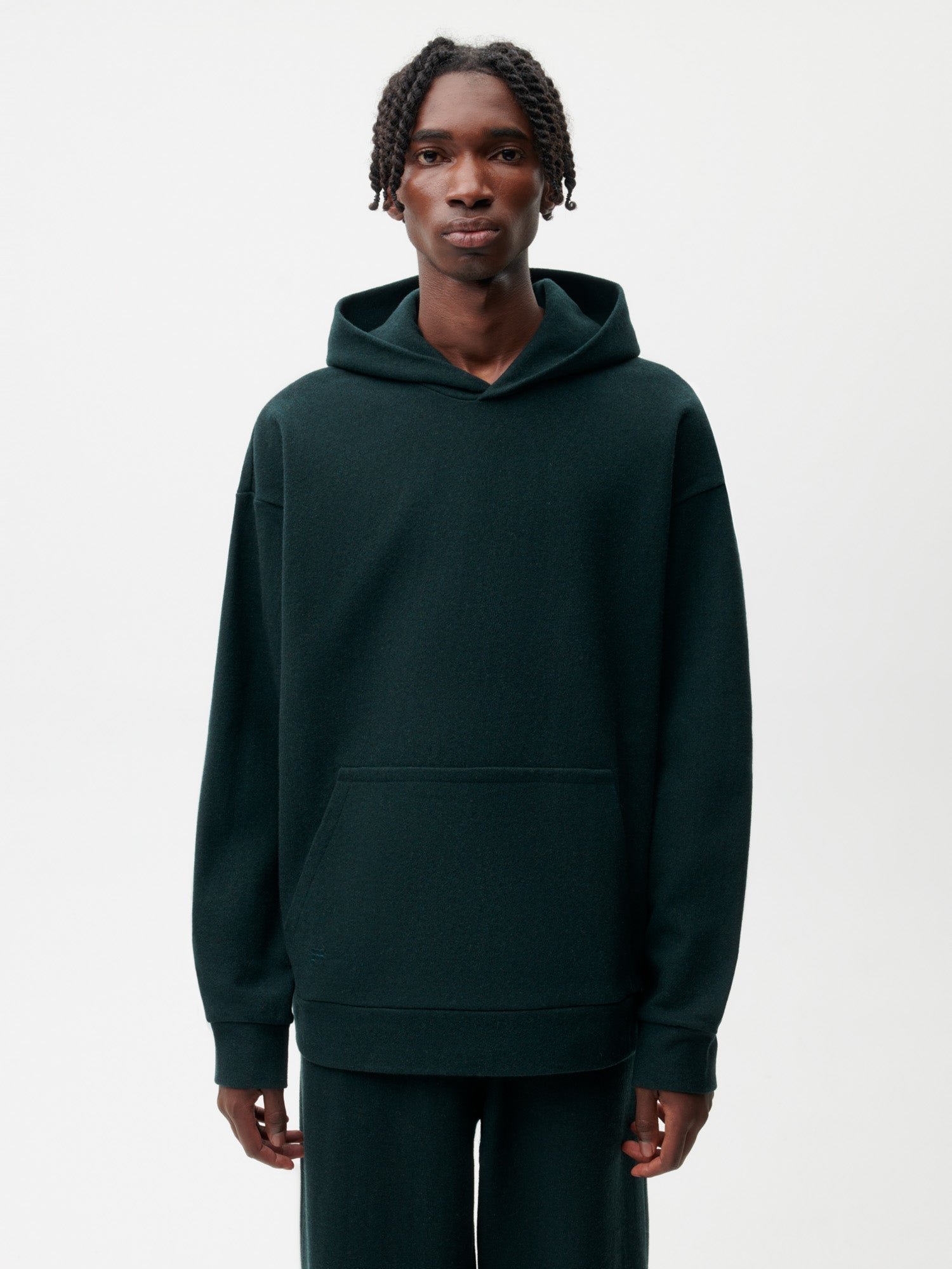 Recycled-Wool-Jersey-Hoodie-with-Pocket-Woodland-Green-Male-1