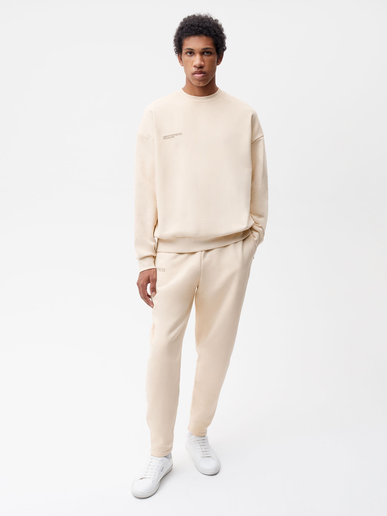 Recycled Cotton Tapered Track Pants—sand male