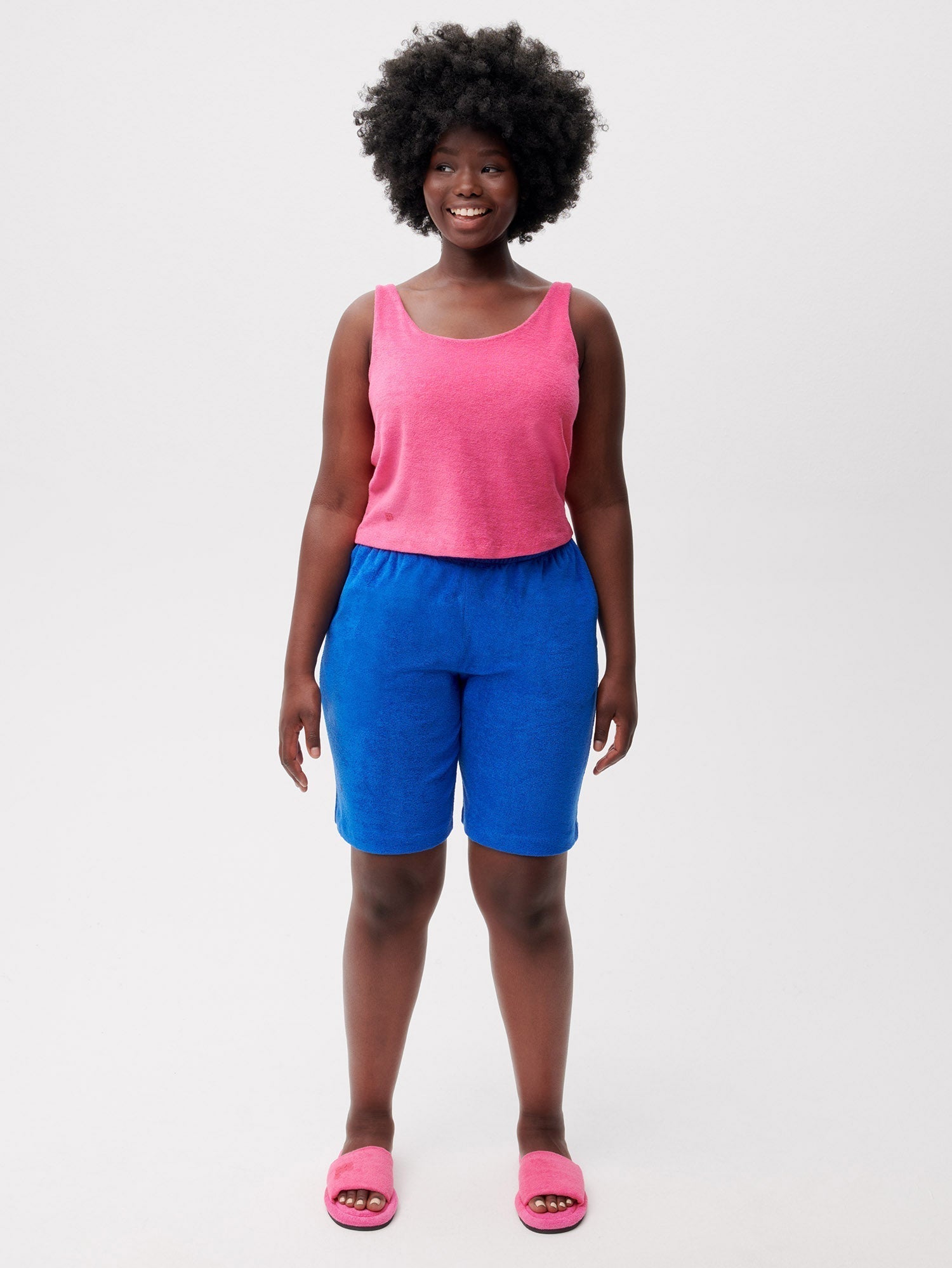 Terry Towelling Long Shorts Cobalt Blue Female