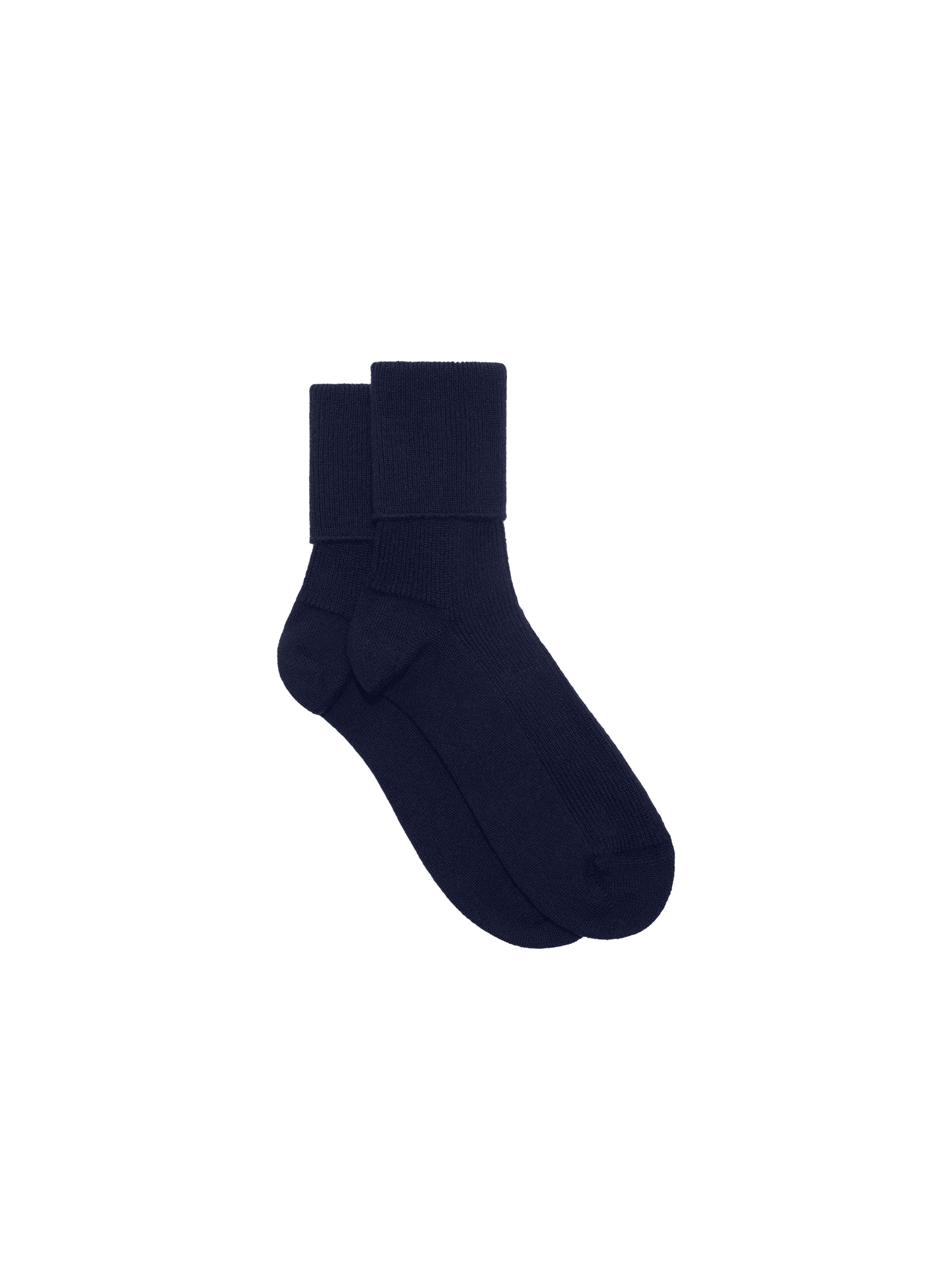 Cashmere Ribbed Ankle Socks—dark navy