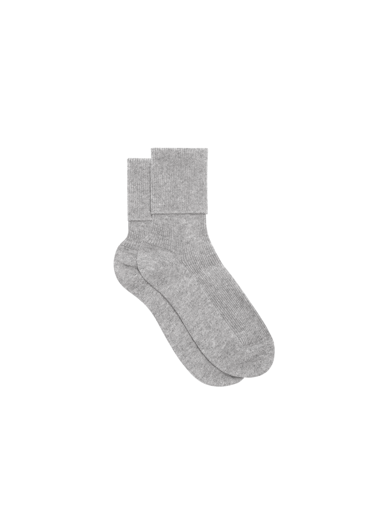 Cashmere Ribbed Ankle Socks—grey marl