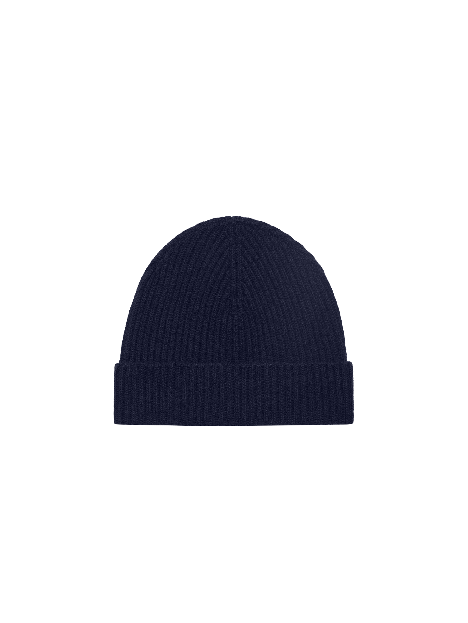Cashmere Ribbed Beanie—dark navy