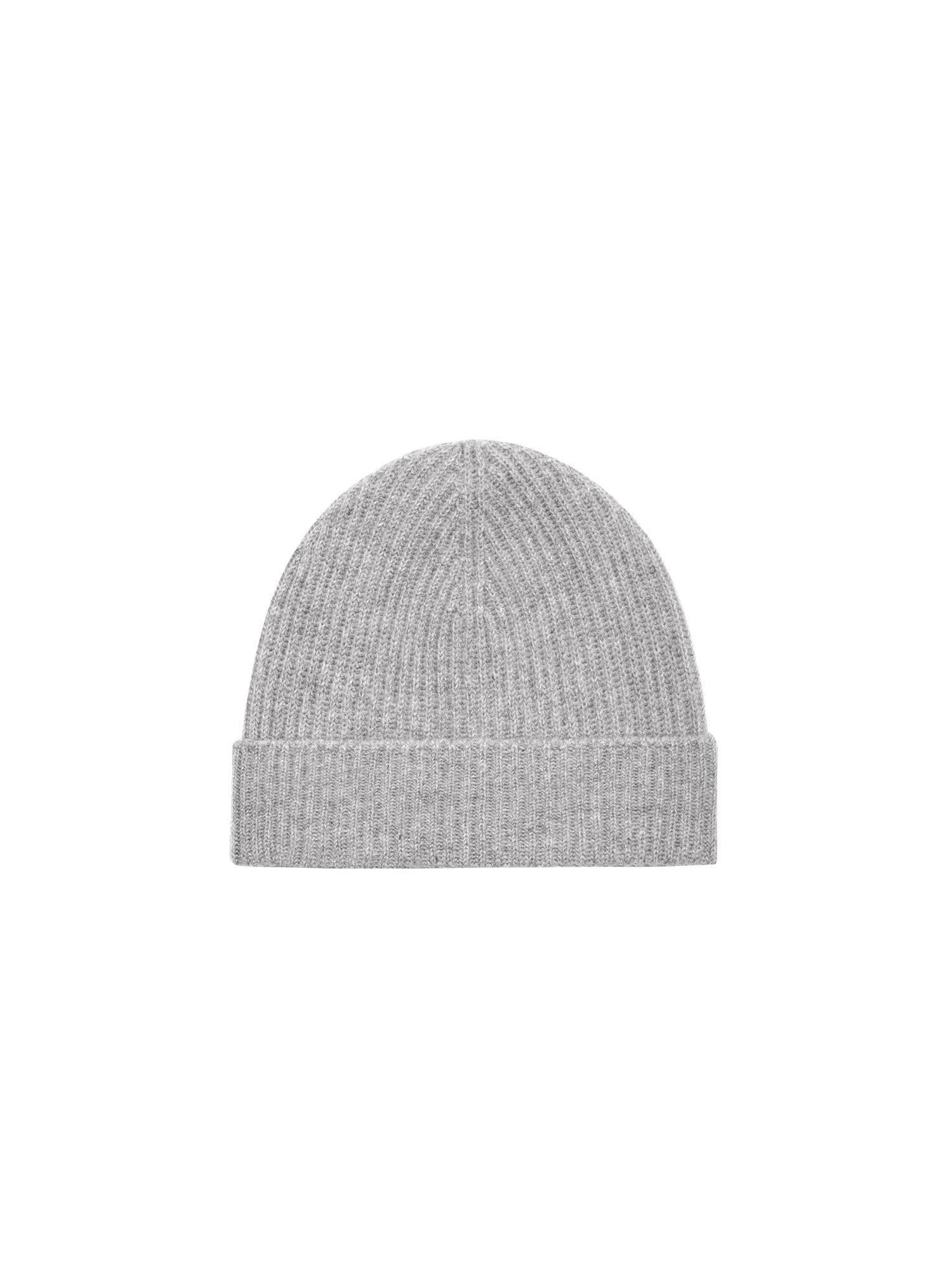 Cashmere Ribbed Beanie—grey marl