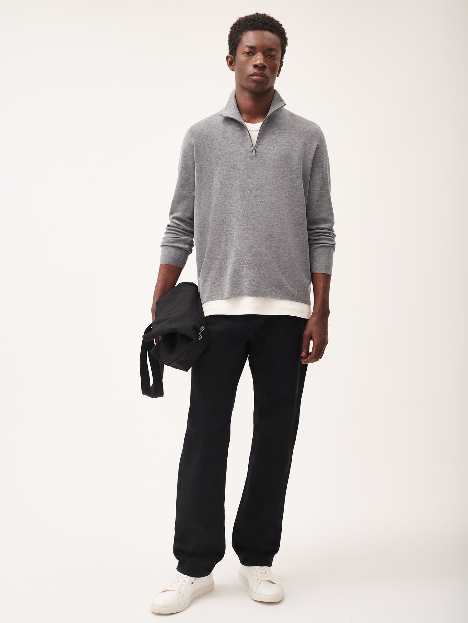 Merino_Knit_Slim_Fit_Half_Zip_Sweater_Grey_Marl_Male-4