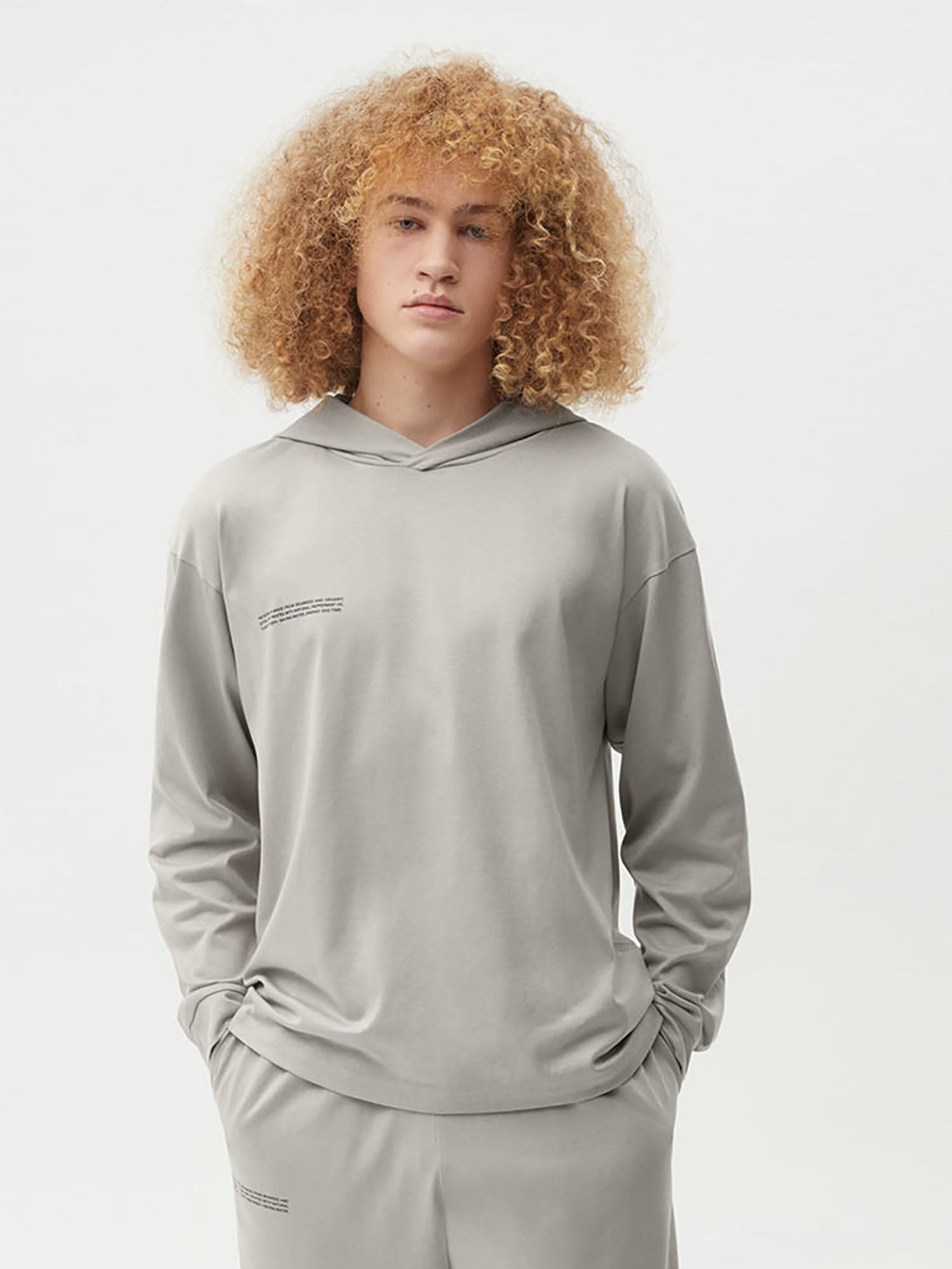 Seaweed Fiber Loungewear Hoodie Stone  Model