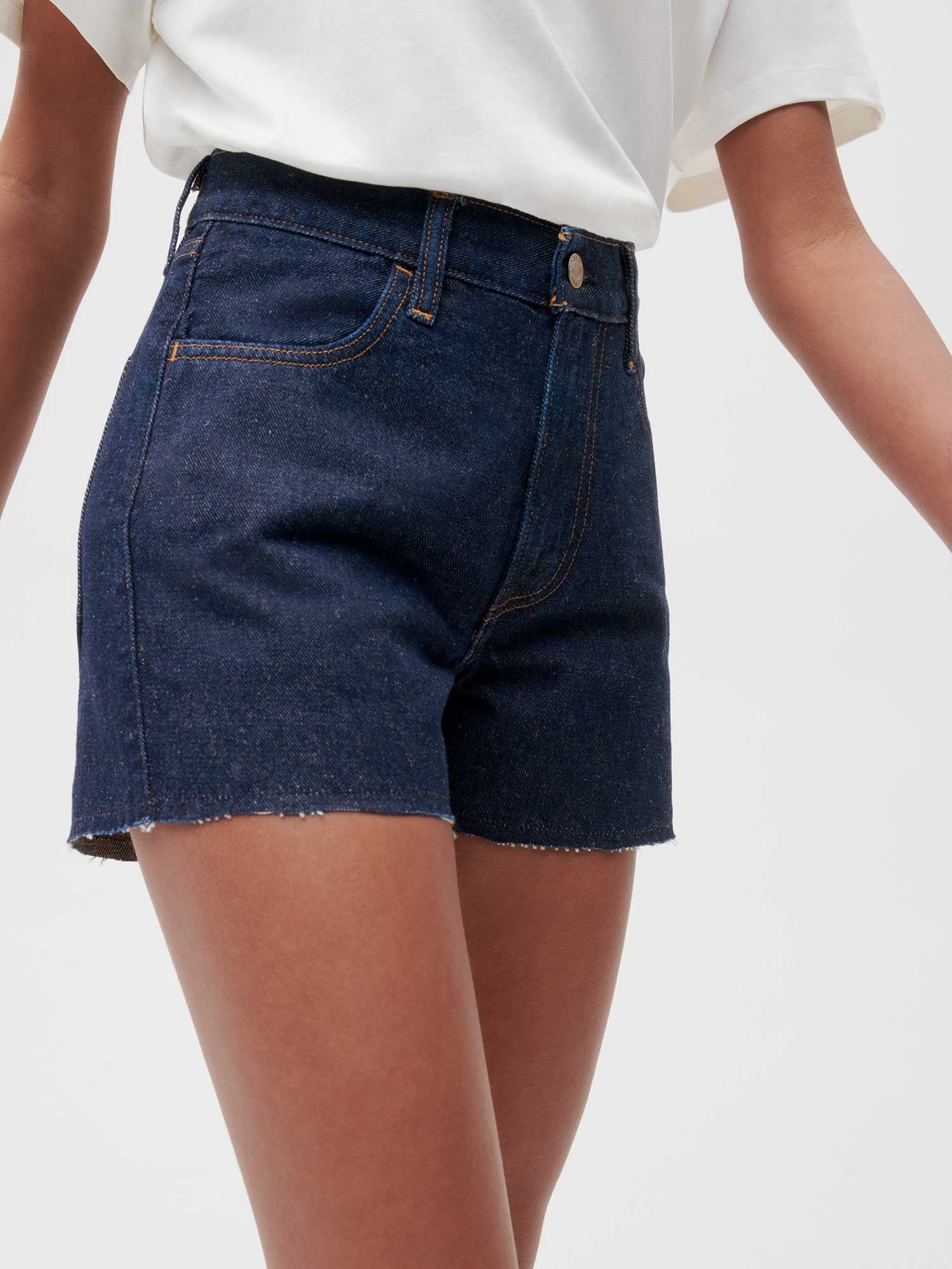  Women's Denim High Rise Cropped Shorts 