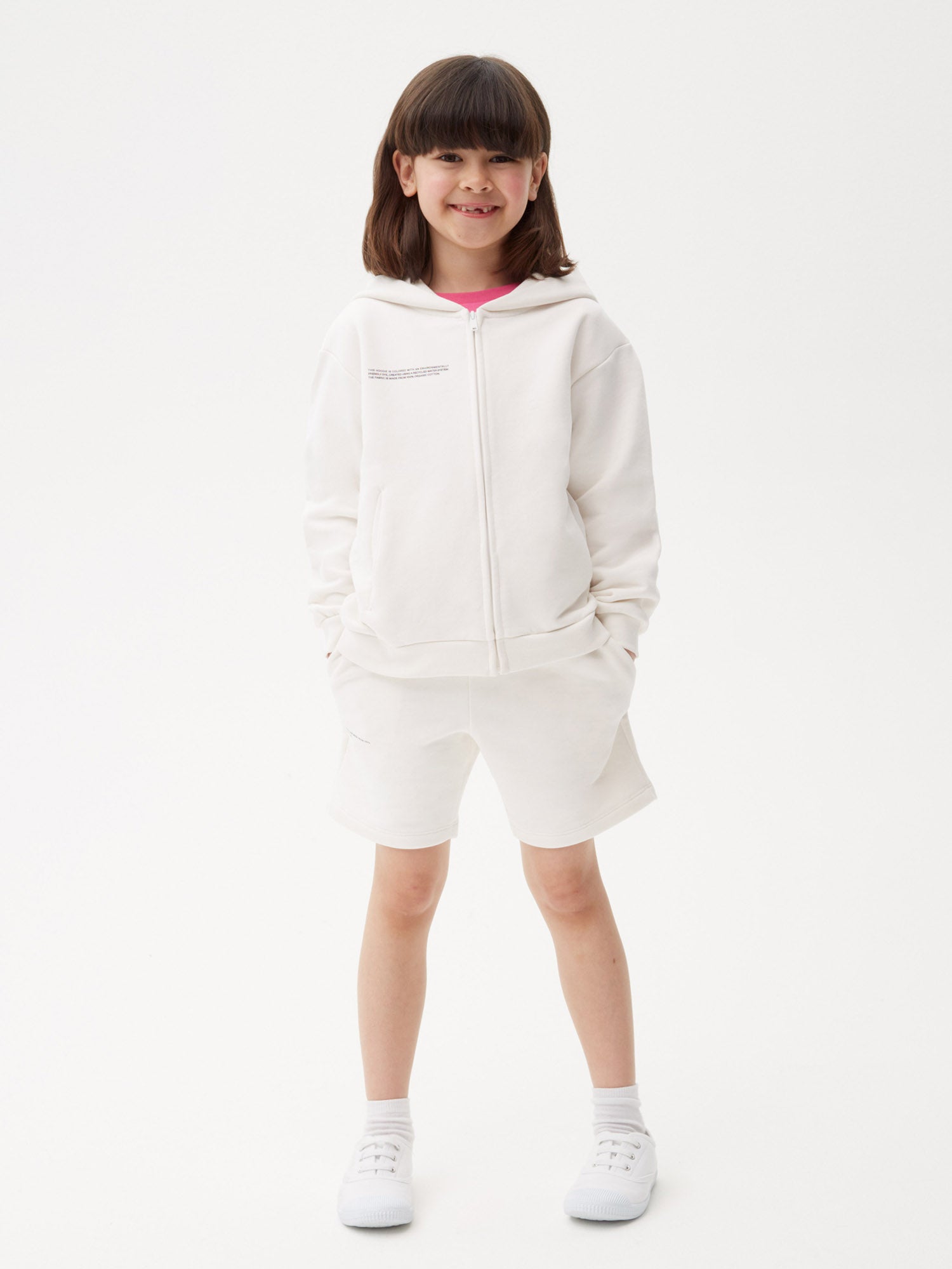 Kids Organic Cotton Zipped Hoodie Off White