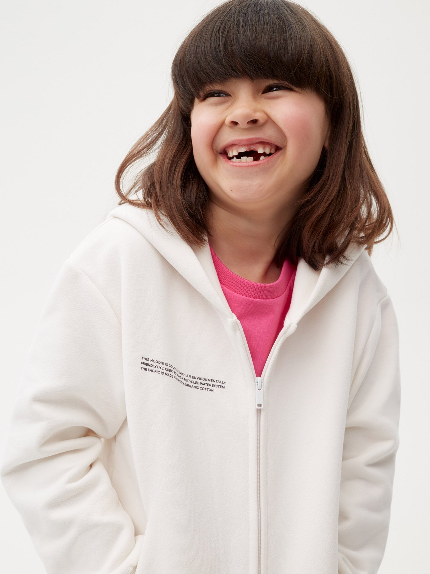 Kids Organic Cotton Zipped Hoodie Off White