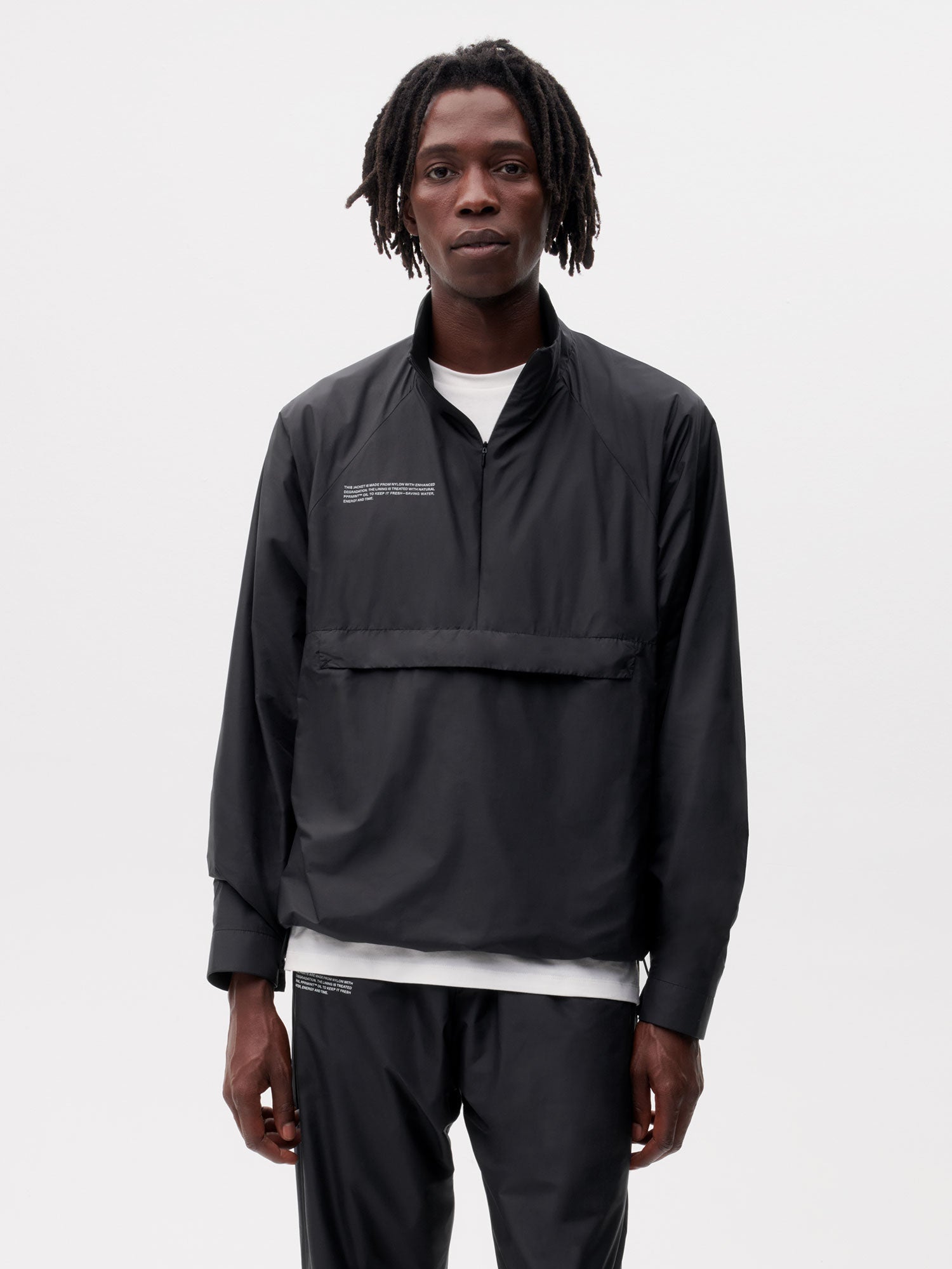 Nylon Half Zip Jacket Black 