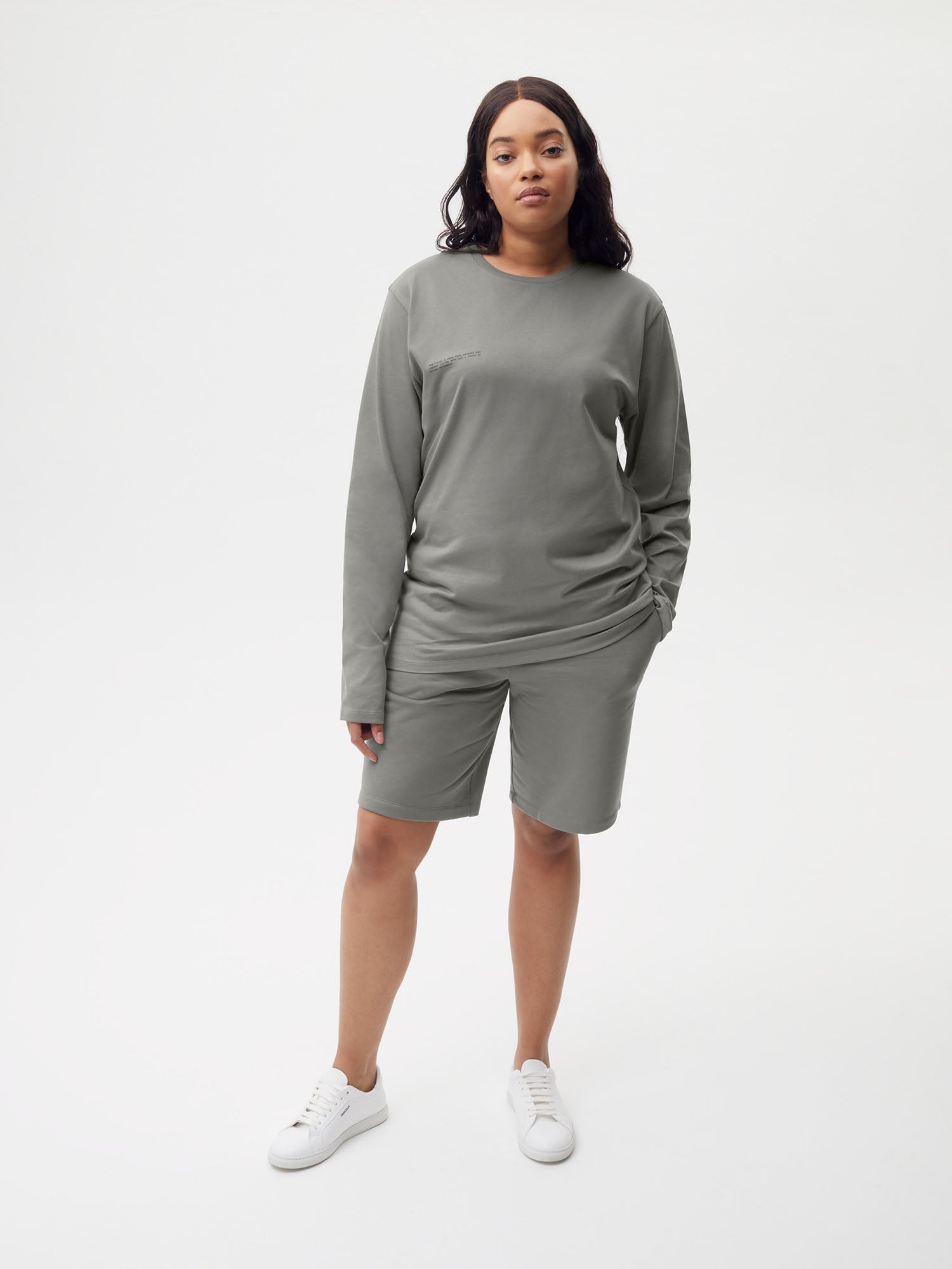Organic Cotton Long Sleeve T shirt Grey Female
