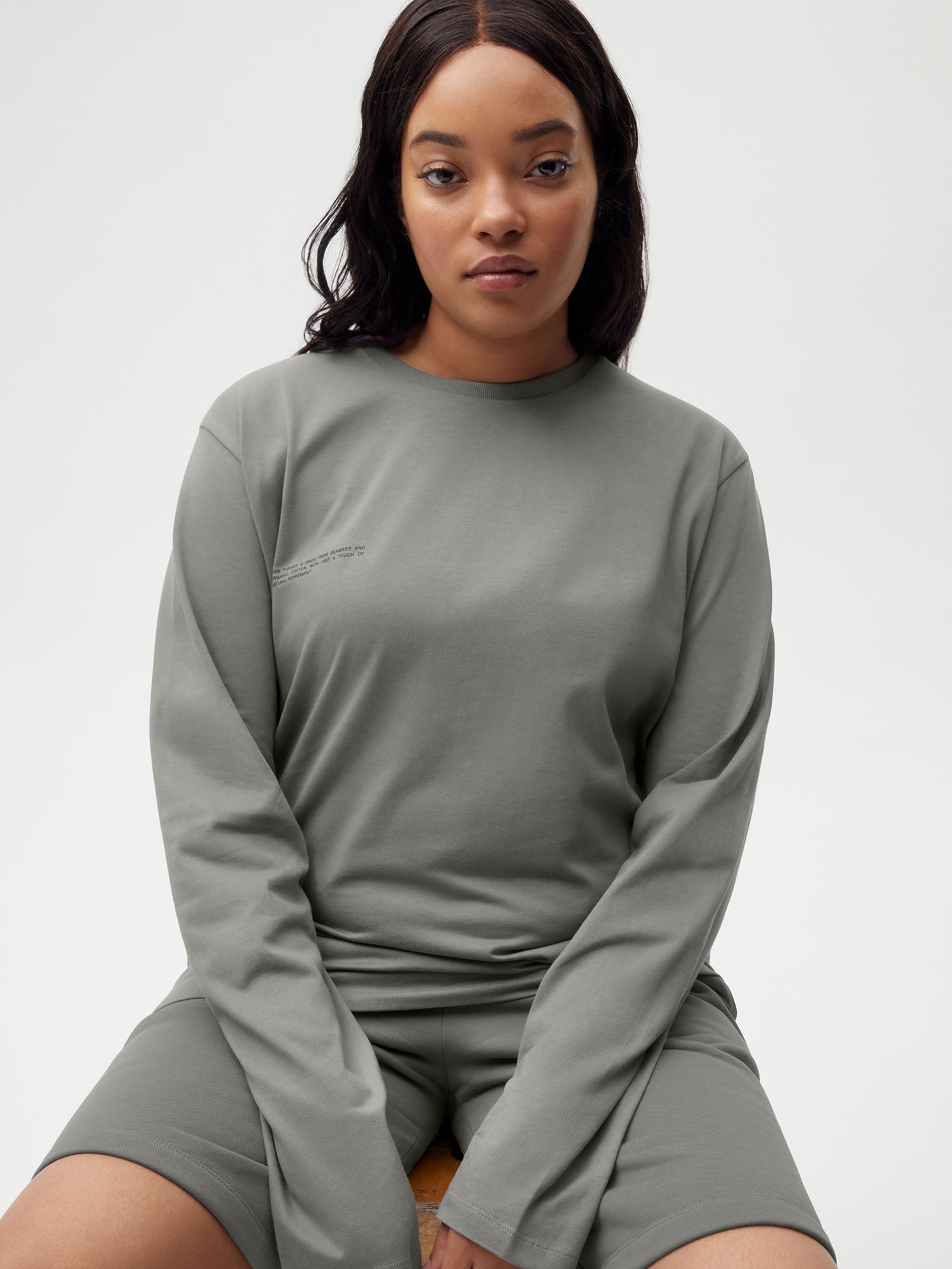 Organic Cotton Long Sleeve T shirt Grey Female