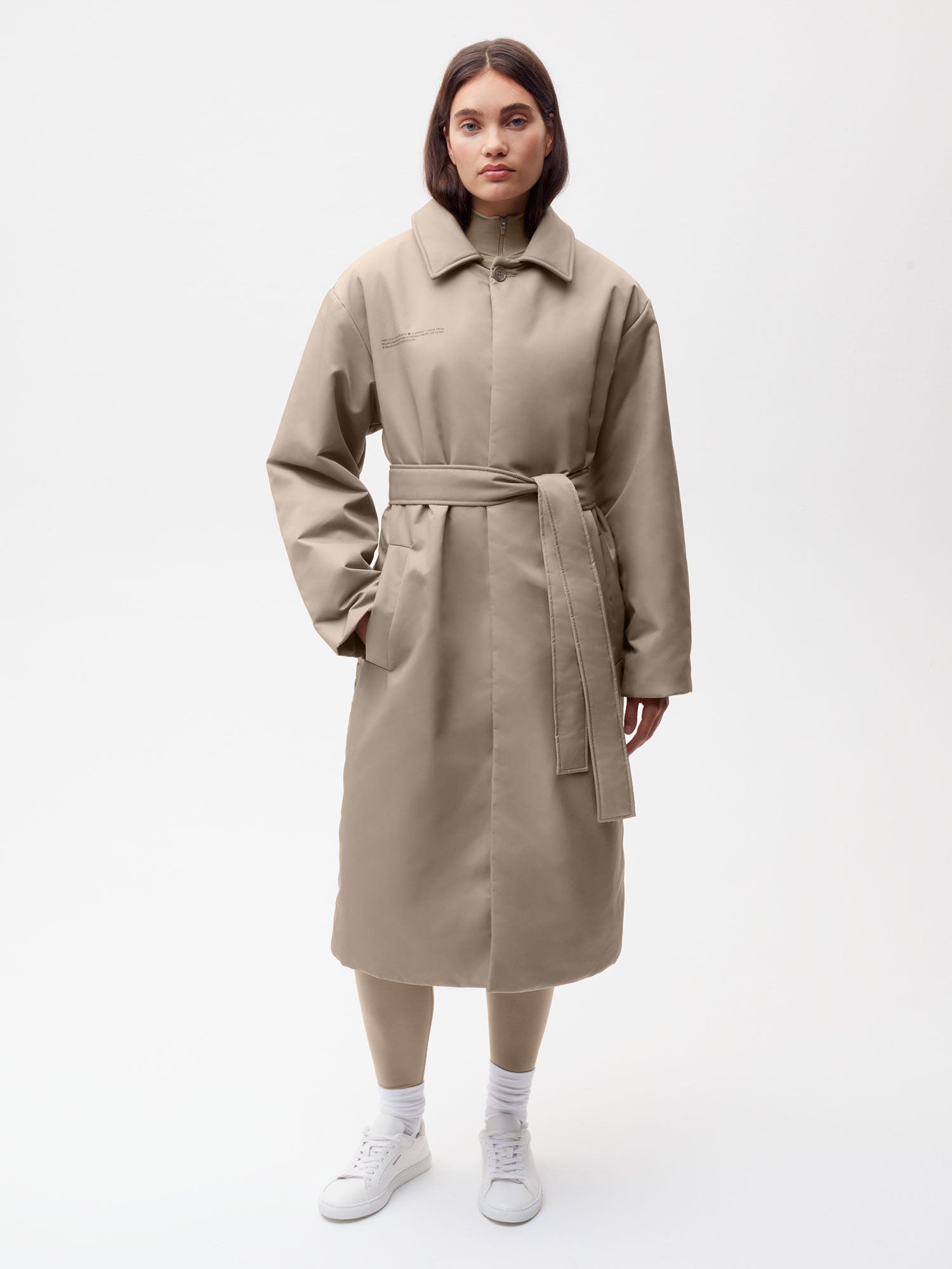 Recycled-Nylon-NW-FLWRDWN-Trench-Coat-Taupe-Female-1