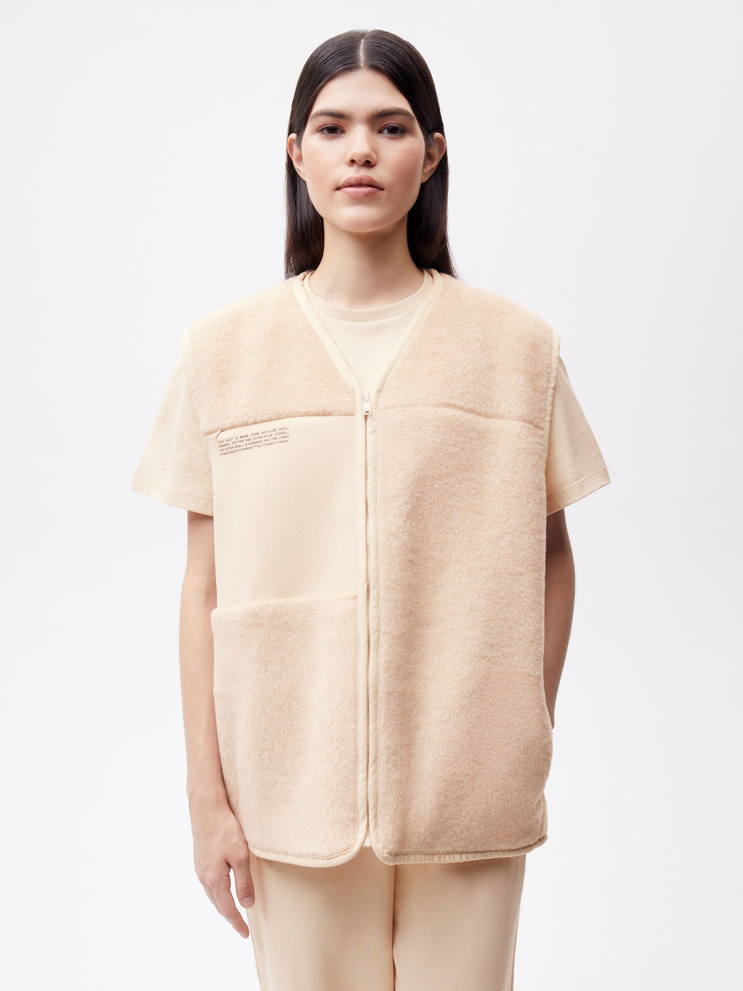 Recycled Wool Fleece Giletâ€”sand female