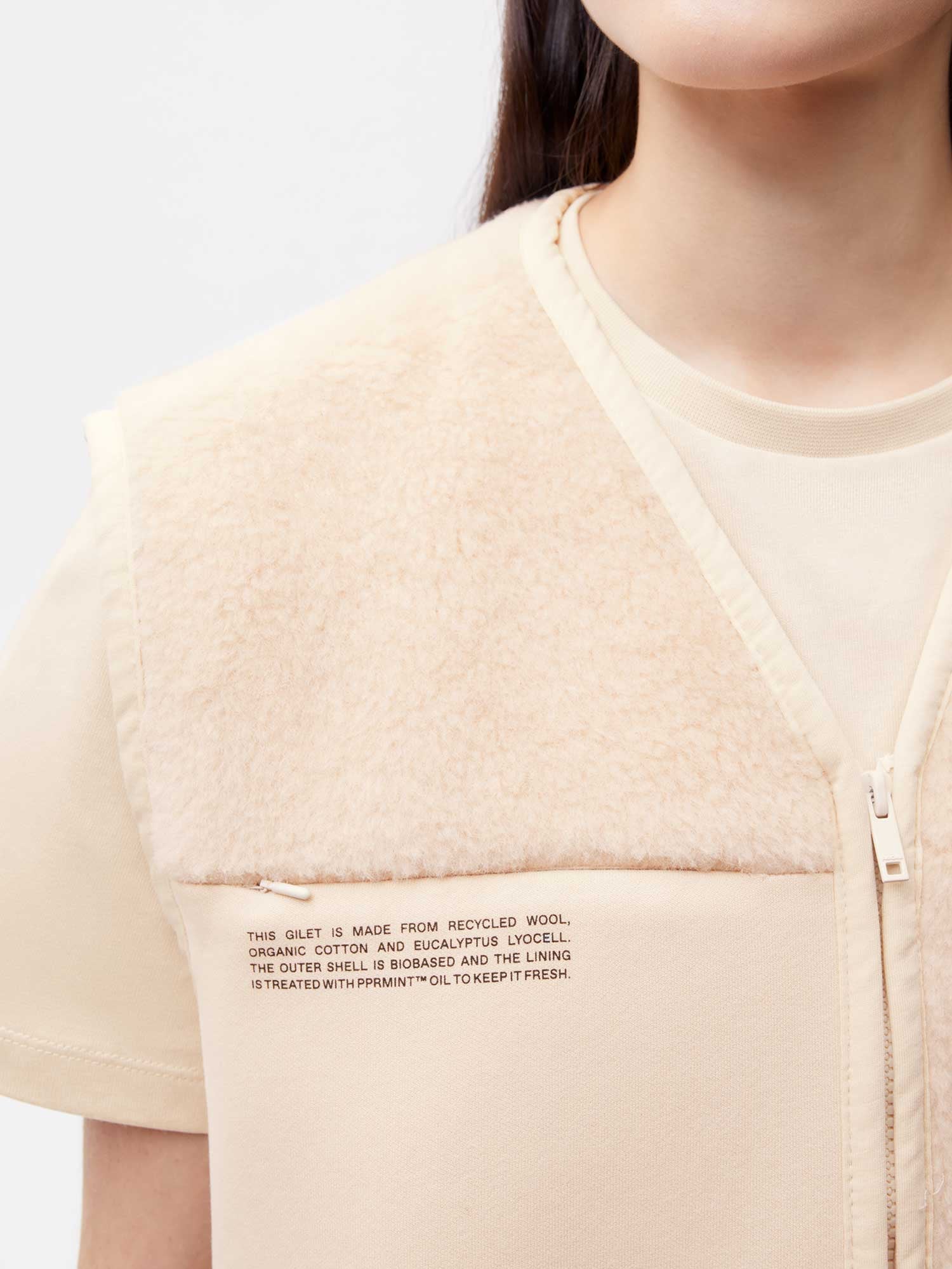 Recycled Wool Fleece Giletâ€”sand female