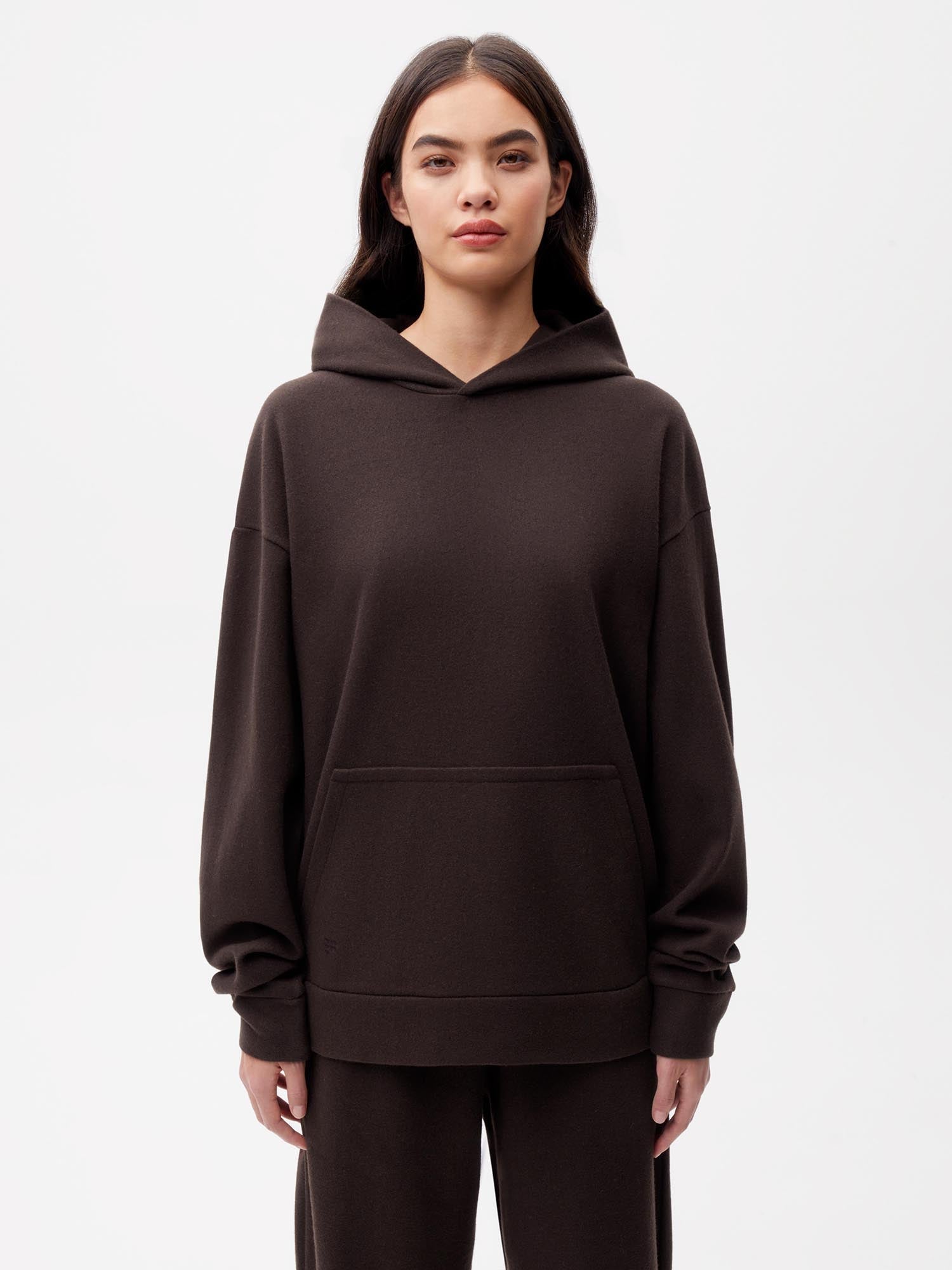    Recycled-Wool-Jersey-Hoodie-with-Pocket-Chestnut-Brown-Female-1