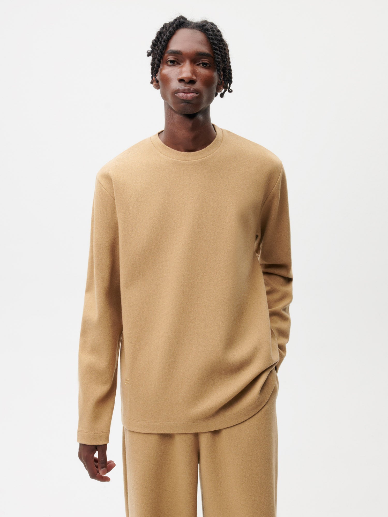Recycled-Wool-Jersey-Long-Sleeves-T-Shirt-Camel-Male-1