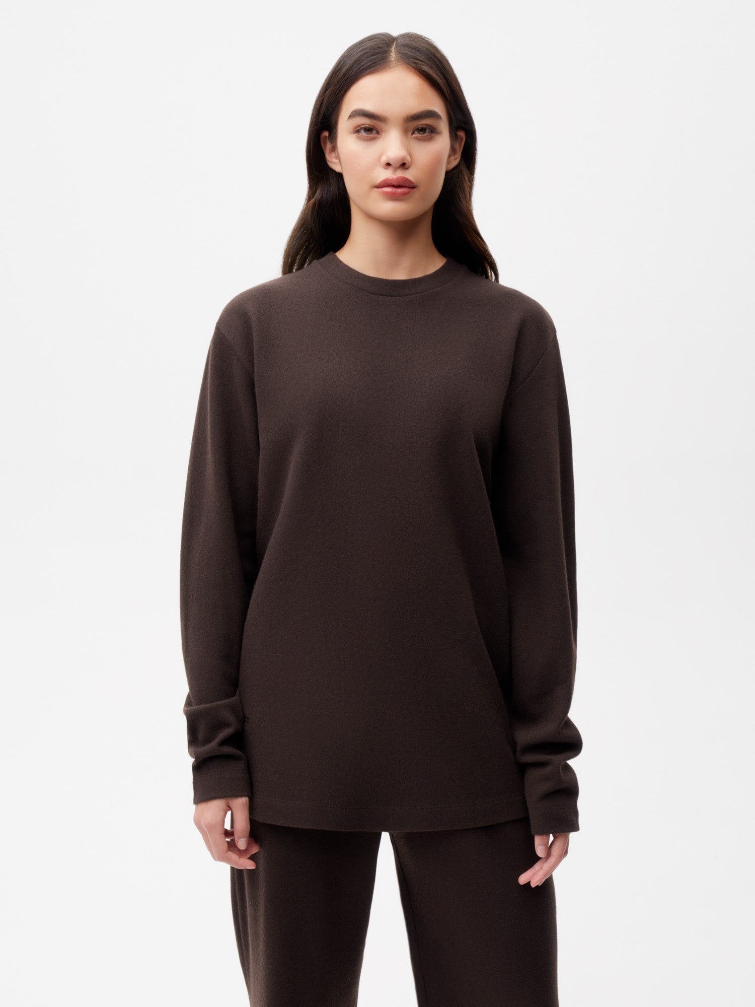 Recycled-Wool-Jersey-Long-Sleeves-T-Shirt-Chestnut-Brown-Female-1